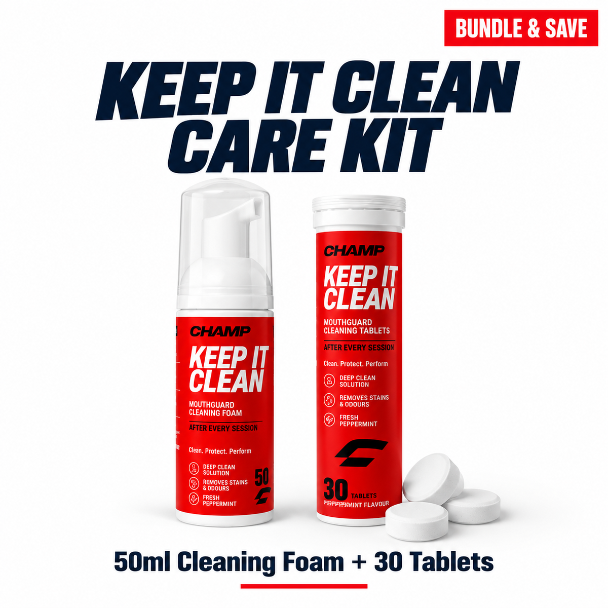 Keep It Clean Care Kit - 50ml Cleaning Foam + 30 Tablets