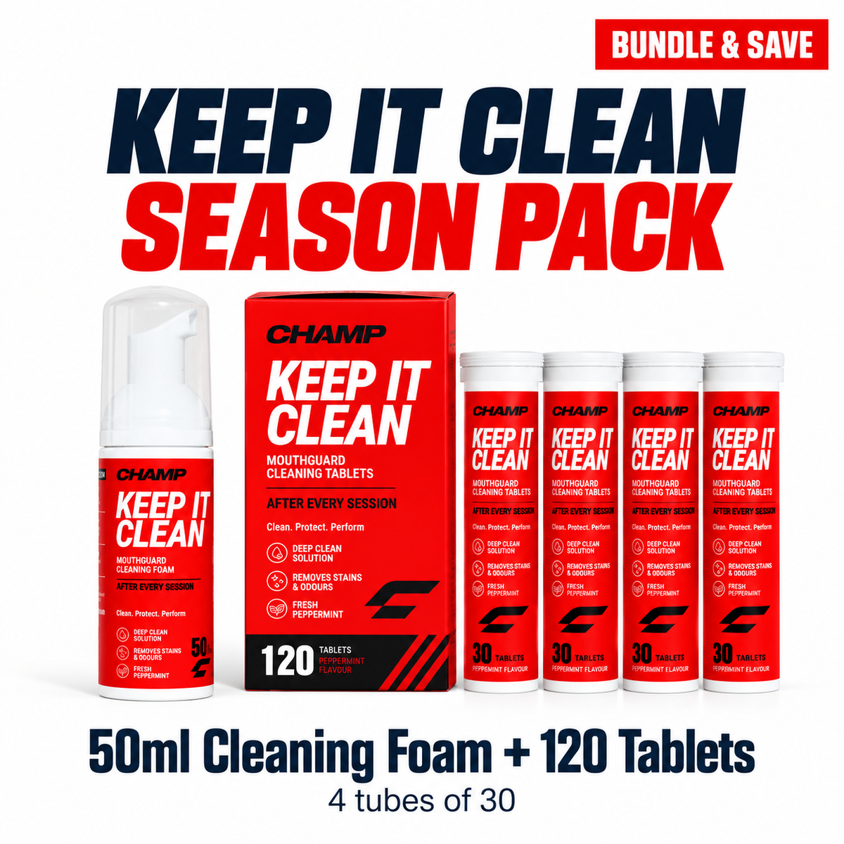 Keep It Clean Care Kit Season Pack - 50ml Cleaning Foam + 120 Tablets