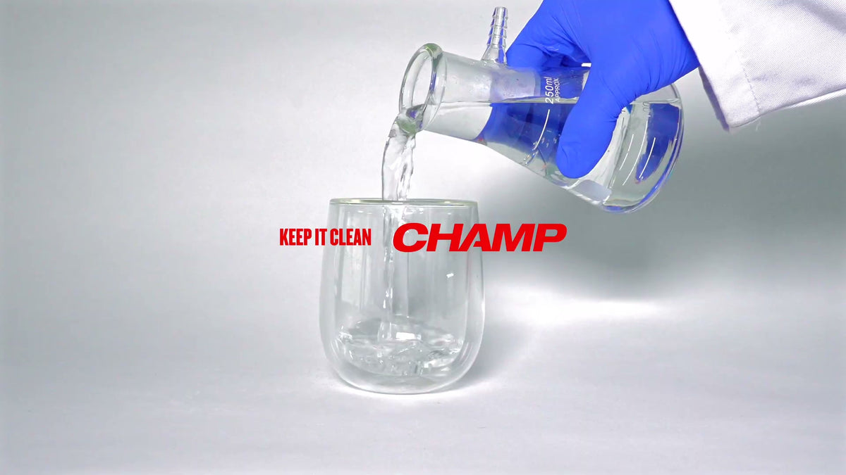CHAMP Keep It Clean lab formula being poured, landscape