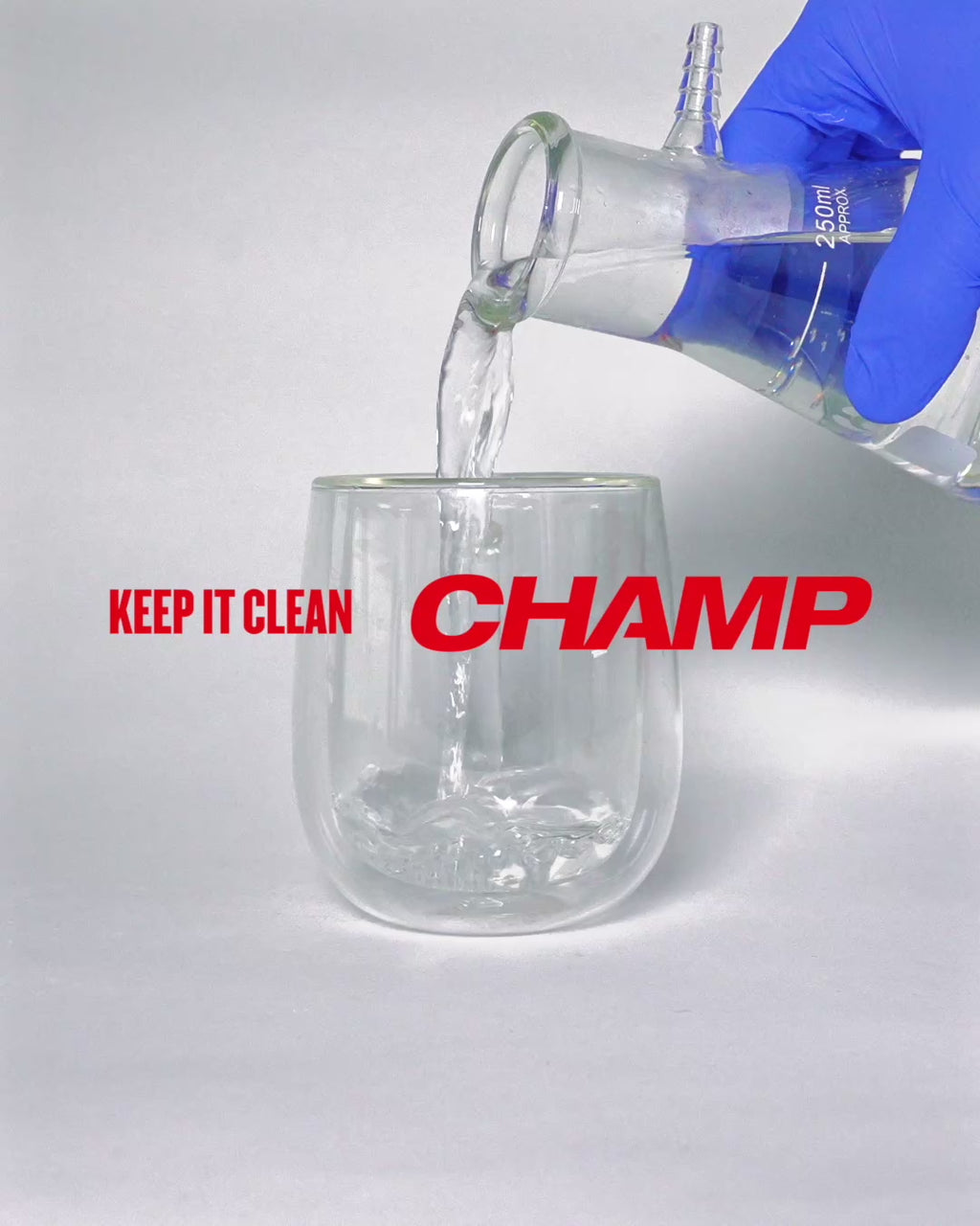 CHAMP Keep It Clean Cleaning Tablet soaking a mouthguard
